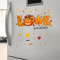 Love Grandma Life Pumpkin Fall Leaves Personalized Decal