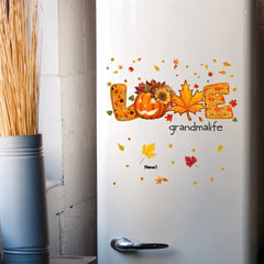 Love Grandma Life Pumpkin Fall Leaves Personalized Decal