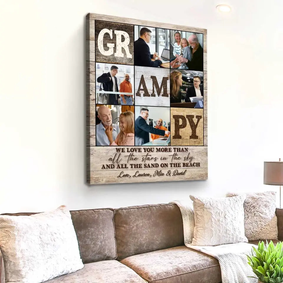 Custom Granddad Photo Collage Poster, Personalized Picture Gifts For Grandpa, Christmas Presents For Grandpa