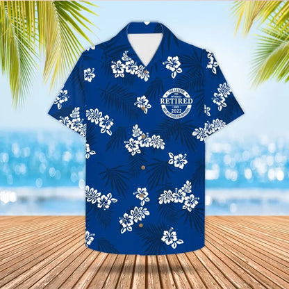 Personalized The Legend Has Retired, Not My Problem Any More, Blue Hibiscus Hawaiian Shirt For Grandpa