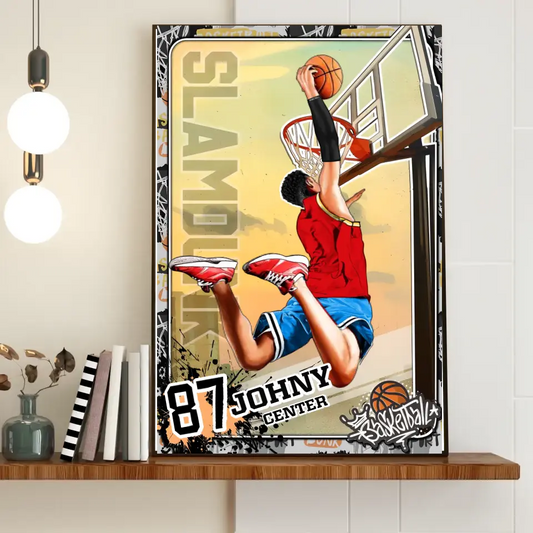Custom Personalized Basketball Poster, Canvas, Vintage Style, Sport Gifts For Son, Gifts For Basketball Son, Basketball Lover Gifts