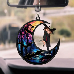 Gift For Witch Couple, Halloween Gift - Personalized Acrylic Car Ornament