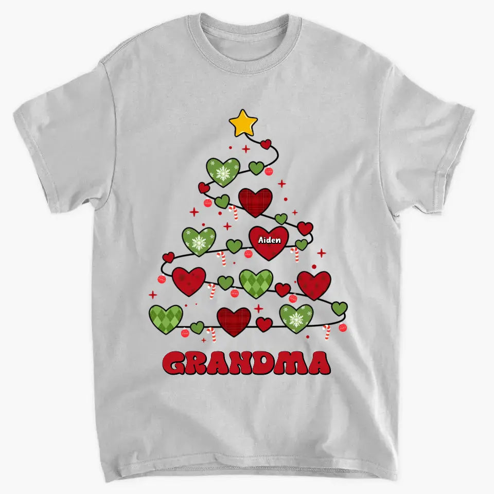 Grandma Christmas Tree - Personalized Custom T-Shirt - Christmas Gift For Grandma, Mom, Family Members