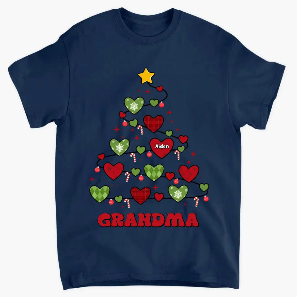 Grandma Christmas Tree - Personalized Custom T-Shirt - Christmas Gift For Grandma, Mom, Family Members