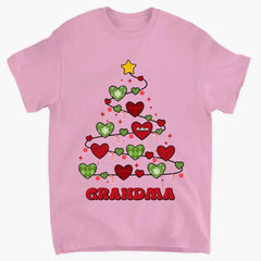 Grandma Christmas Tree - Personalized Custom T-Shirt - Christmas Gift For Grandma, Mom, Family Members