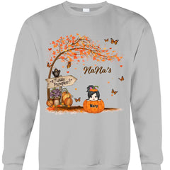 Nana's Little Pumpkin Autumn Personalized Sweatshirt For Grandmas