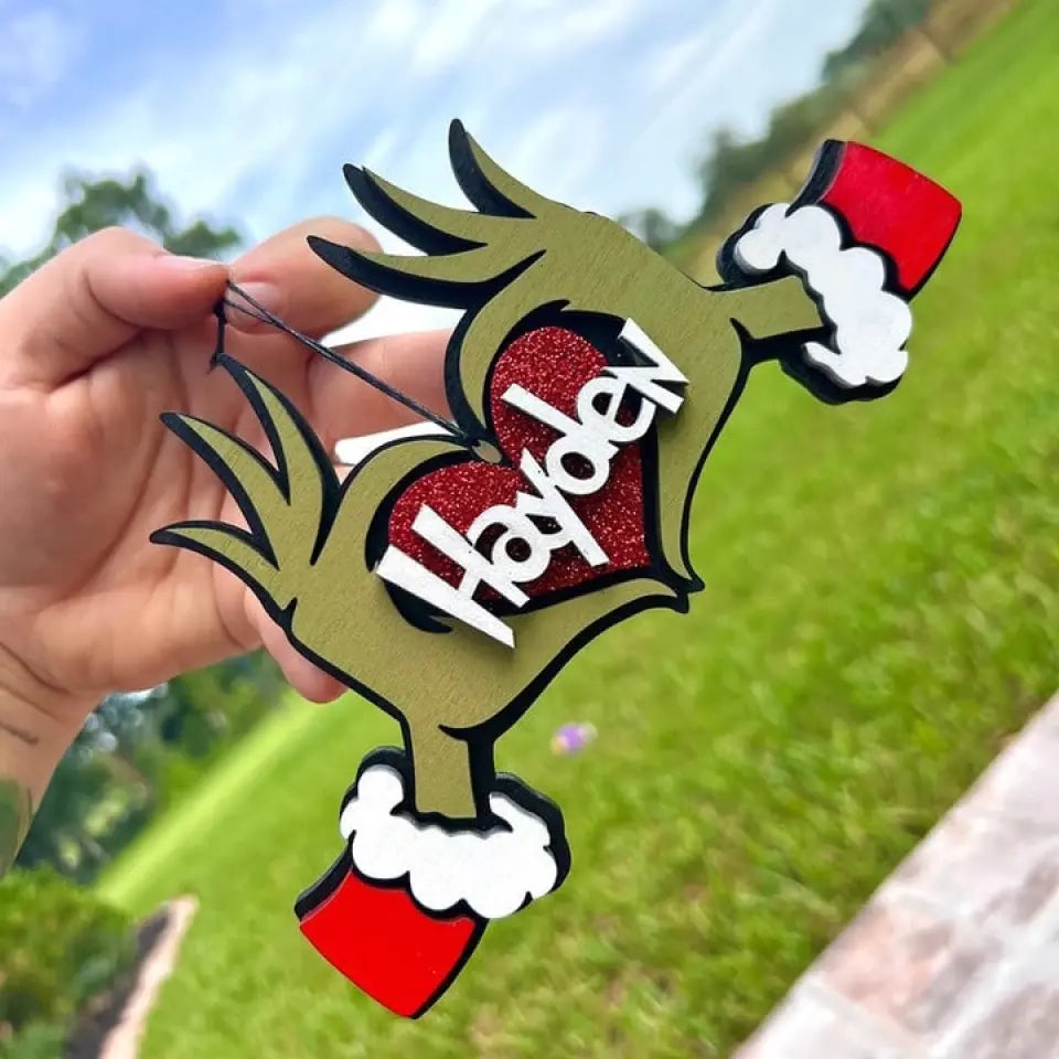Personalized Grinchma Ornaments, Wooden Christmas Ornaments