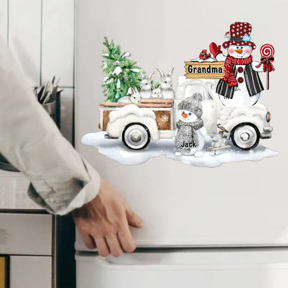 Grandma's Little Snow Buddies Christmas Personalized Decal and Fridge Magnet