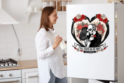 Til Death Do Us Part Couple Skull - Personalized Custom Decal and Fridge Magnet - Halloween Gift For Couple