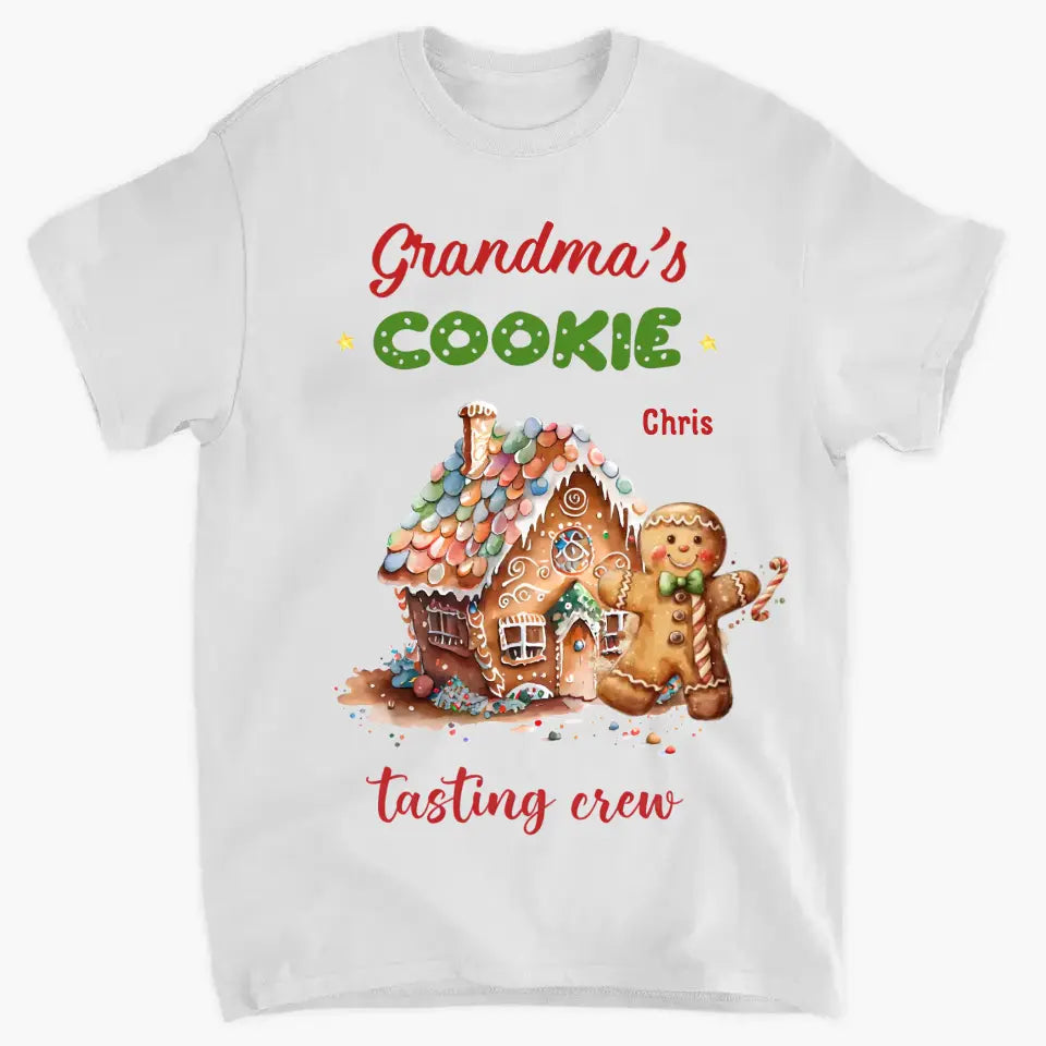 Grandma's Cookie Tasting Crew - Personalized Custom T-Shirt - Christmas Gift For Grandma, Mom, Family Members