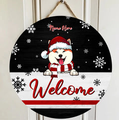 Christmas Door Decorations, Gifts For Dog Lovers, Let It Snow Black Background Custom Door Signs , Dog Mom Gifts