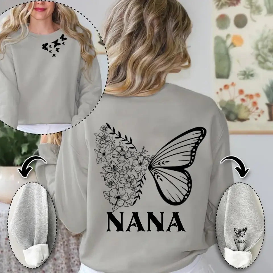 Personalized Grandma/Mom Kids Butterfly Sweatshirt