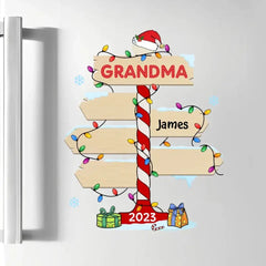 Grandma Christmas Post Sign - Personalized Custom Decal - Christmas, Mother's Day Gift For Grandma, Mom, Family Members