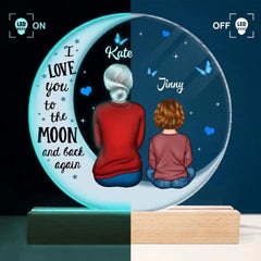 Personalized 3D LED Light Wooden Base - Gift For Grandma - I Love You To The Moon And Back