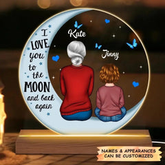 Personalized 3D LED Light Wooden Base - Gift For Grandma - I Love You To The Moon And Back