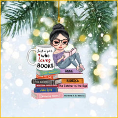 Just a personalized decorative ornament gift from a girl who loves books to book lovers.