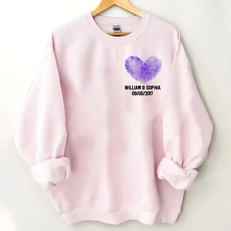 Couple Heart-shaped fingerprints Personalized Sweatshirt
