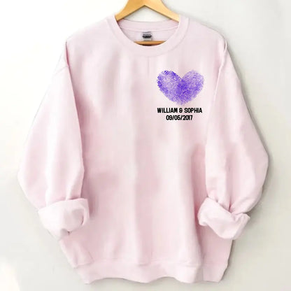 Couple Heart-shaped fingerprints Personalized Sweatshirt