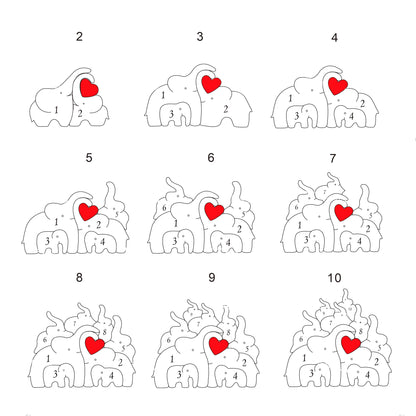 Personalized Elephant Family Wooden Art Puzzle, Gift For Family