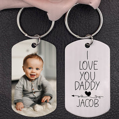 PERSONALIZED PHOTO KEYCHAIN GIFT FOR DAD-I LOVE YOU DADDY-CUSTOM KEYCHAIN WITH PICTURE-SPECIAL GIFT FOR FATHER-GIFT FROM KIDS