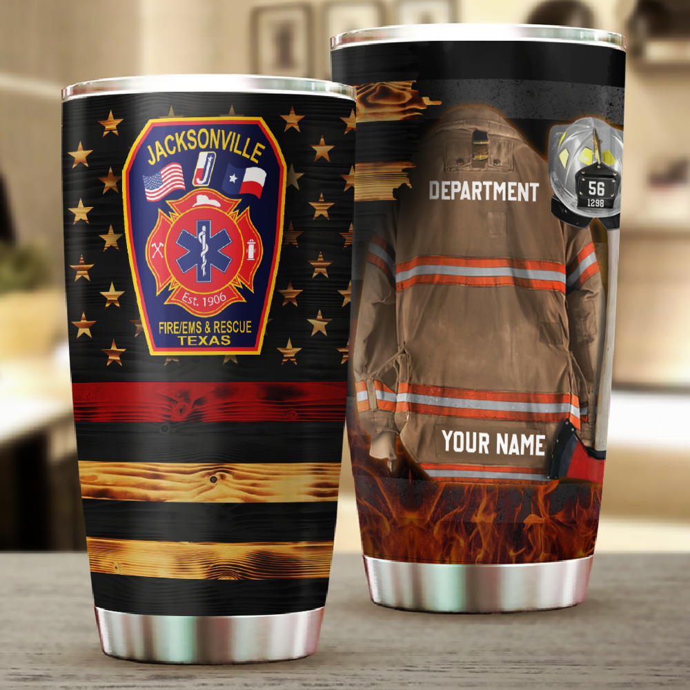 Custom Logo Clothes And Helmet Firefighter Tumbler