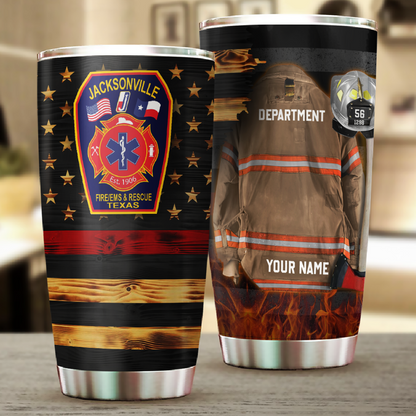 Custom Logo Clothes And Helmet Firefighter Tumbler