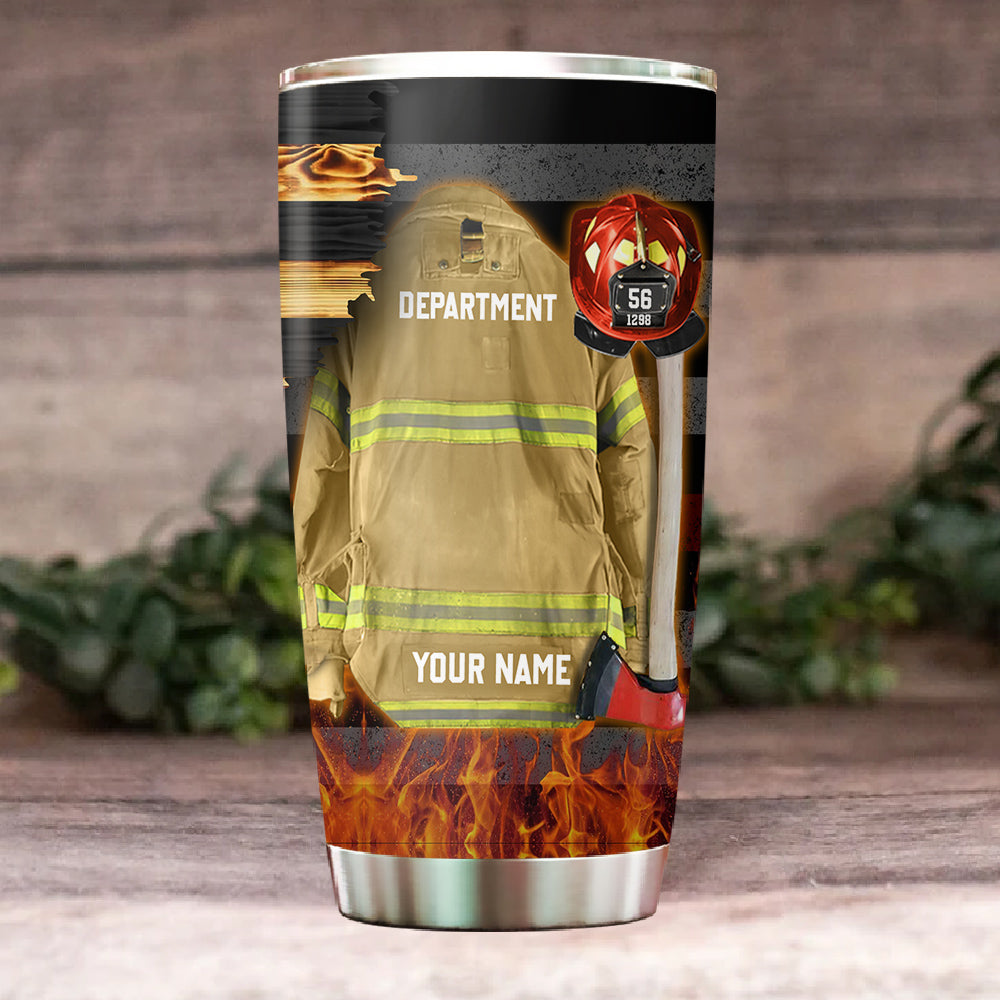 Custom Logo Clothes And Helmet Firefighter Tumbler
