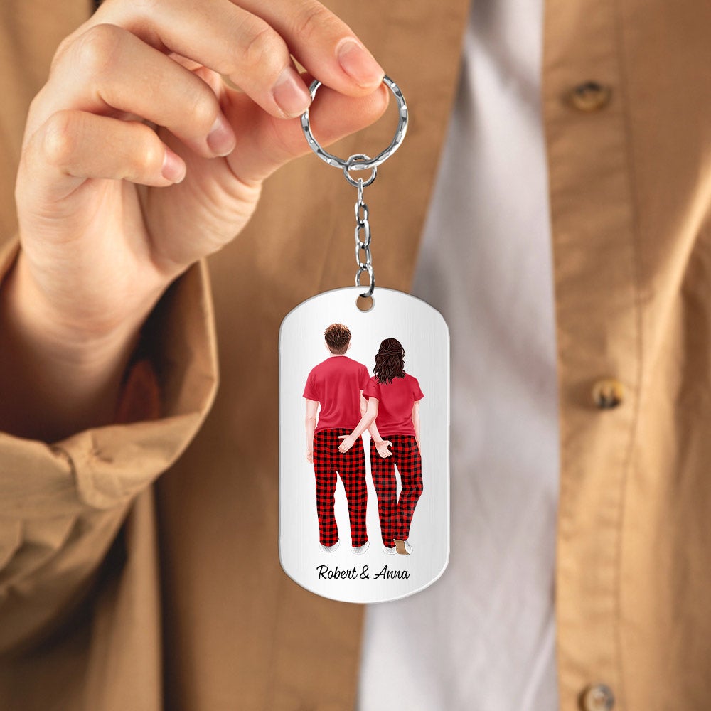 Personalized Funny Couple Keychain Roses Are Red Foxes Are Clever I Like Your Butt Couple Aluminium Keychain