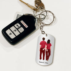 Personalized Funny Couple Keychain Roses Are Red Foxes Are Clever I Like Your Butt Couple Aluminium Keychain