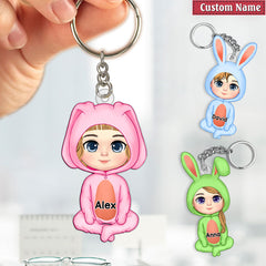 Easter Bunny Cute Kid Personalized Acrylic Keychain