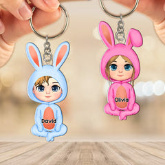 Easter Bunny Cute Kid Personalized Acrylic Keychain