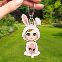 Easter Bunny Cute Kid Personalized Acrylic Keychain