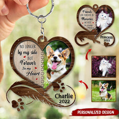 No Longer By My Side But Forever In My Heart Custom Photo Infinity Heart Dog Cat Pet Memorial Acrylic Keychain