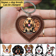 Dog Heart - Gift For Dogs Lover - Personalized Wooden Keychain