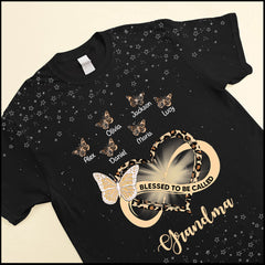 Infinity Heart Grandma Mom Butterflies Personalized 3D T-Shirt