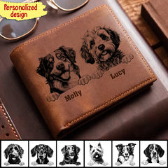 Personalized Cute Puppy Pet Dog Custom Name Gift for Dog Lover Laser Leather Wallet