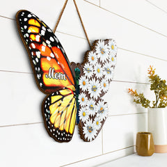 Nana, Mom, Auntie Family Butterfly - Birthday, Home Decor, Loving Gift For Mother, Grandma, Grandmother - Personalized Custom Shaped Wood Sign