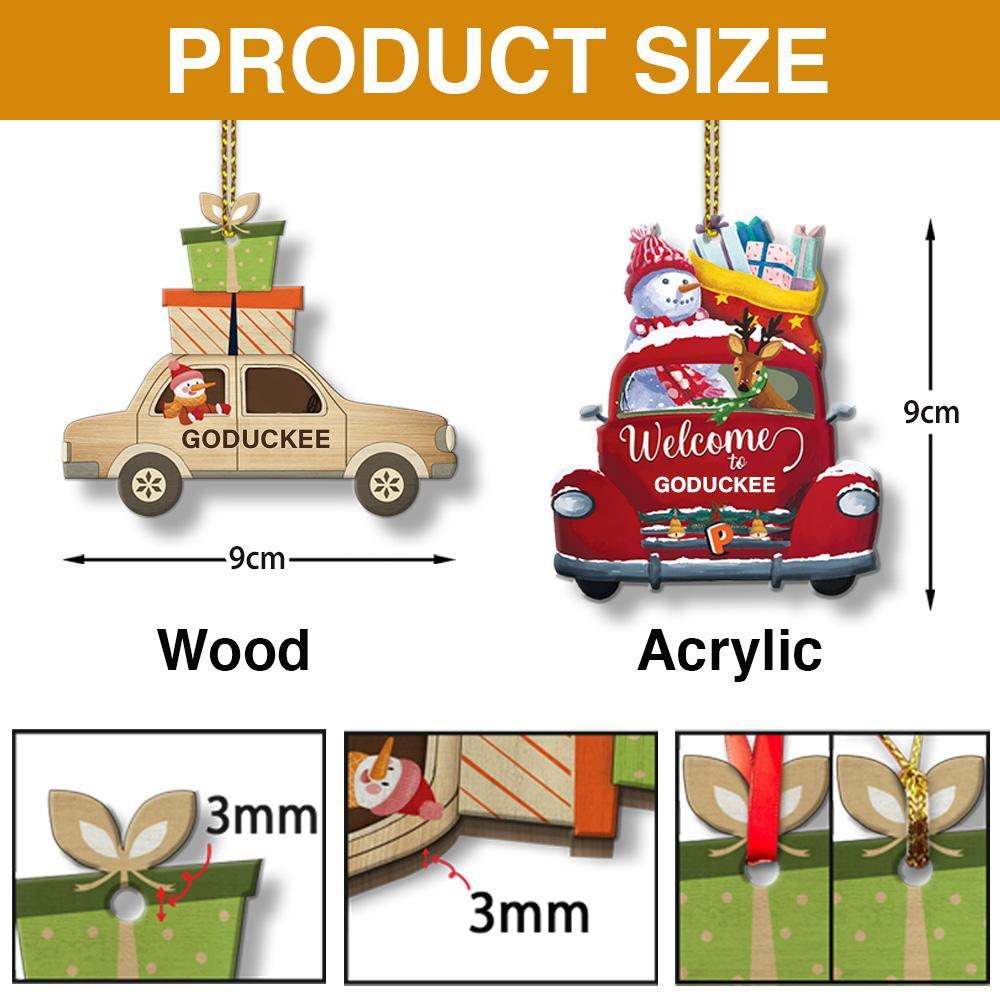 Trucker Christmas With Flag - Personalized Christmas Ornament