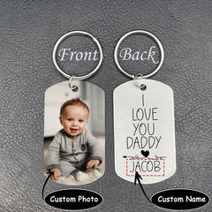 PERSONALIZED PHOTO KEYCHAIN GIFT FOR DAD-I LOVE YOU DADDY-CUSTOM KEYCHAIN WITH PICTURE-SPECIAL GIFT FOR FATHER-GIFT FROM KIDS