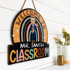 Teacher Welcome To Classroom - Gift For Teacher - Personalized Custom Shaped Wood Sign