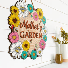 Nana, Mom, Auntie Family Colorful Daisy - Birthday, Home Decor, Loving Gift For Mother, Grandma, Grandmother - Personalized Custom Shaped Wood Sign