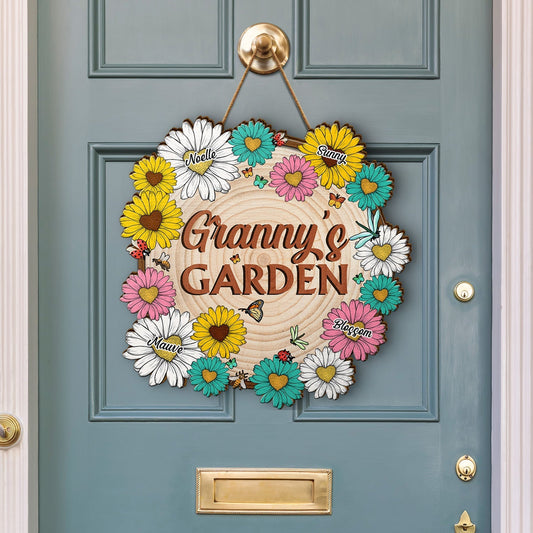 Nana, Mom, Auntie Family Colorful Daisy - Birthday, Home Decor, Loving Gift For Mother, Grandma, Grandmother - Personalized Custom Shaped Wood Sign