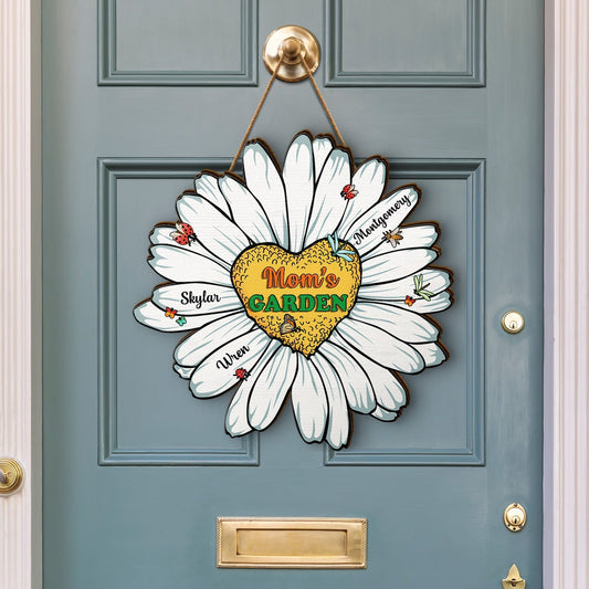 Nana, Mom, Auntie Family Daisy - Birthday, Home Decor, Loving Gift For Mother, Grandma, Grandmother - Personalized Custom Shaped Wood Sign