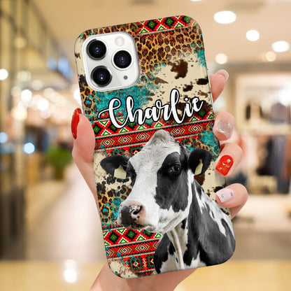 Vintage Country Farm Love Cows Cattle Aztec Leopard Cowhide Pattern Personalized Phone Case