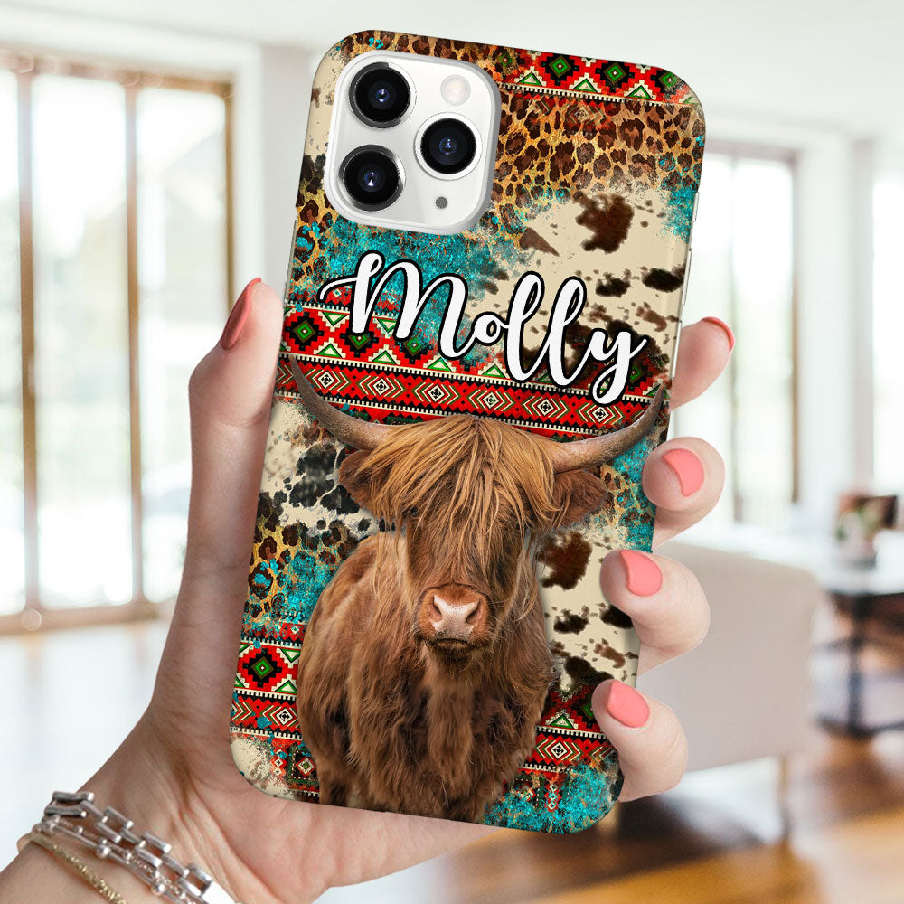 Vintage Country Farm Love Cows Cattle Aztec Leopard Cowhide Pattern Personalized Phone Case