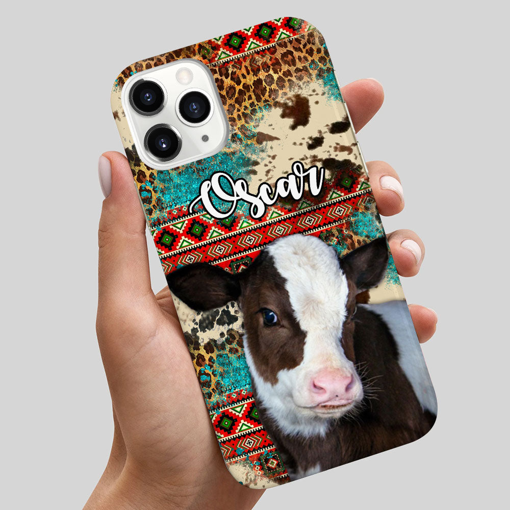 Vintage Country Farm Love Cows Cattle Aztec Leopard Cowhide Pattern Personalized Phone Case