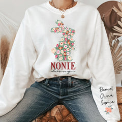 Floral Bunny Grandma Easter Day Personalized Sweatshirt Gift For Grandma/ Mom