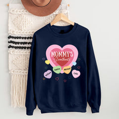 Grandma Nana Mom's Sweethearts Colorful Heart Kids Personalized Black Sweatshirt, T-shirt & Hoodie