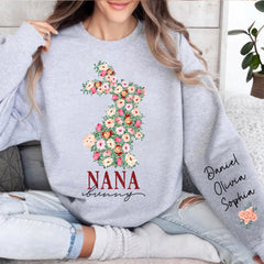 Floral Bunny Grandma Easter Day Personalized Sweatshirt Gift For Grandma/ Mom