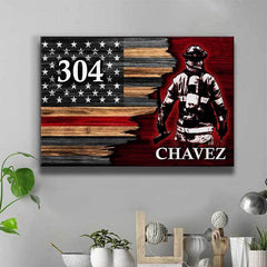 Half Thin Red Line Bunker Gear With Unit Number Personalized Firefighter Posters Print